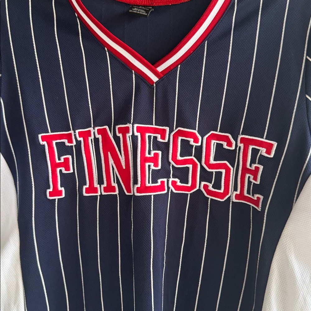 Finesse Navy and White Striped Women's Jersey Top
